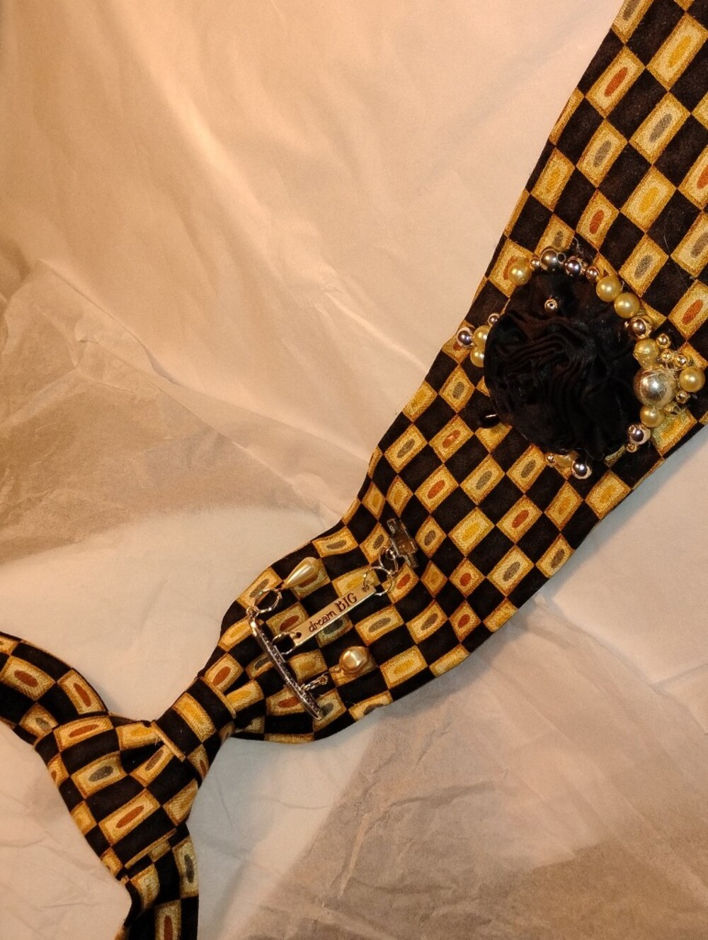 Woman's Necktie. One Of A Kind Design. Upcycle. - Picture 5 of 5